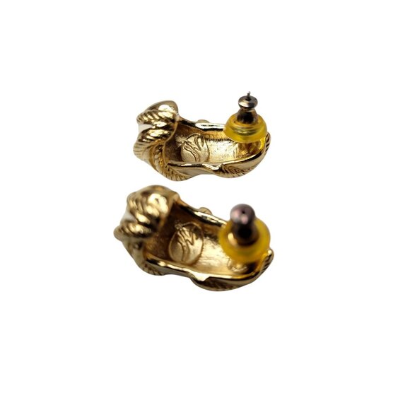 Vintage 80s-90s Signed Robert Manse Gold-tone White Enamel Twisted Rope Earrings - Picture 13 of 14